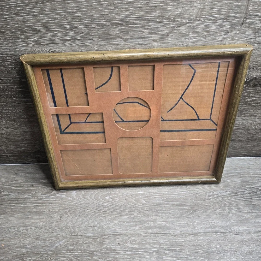 Vintage Wooden Multi Photo Frame Wall Hanging Collage Display 8 Openings 15 x 12